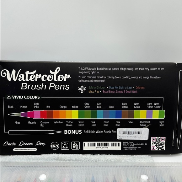 Watercolor Brush Pens by-Crafts & Colors 25-Multi Colors Small Canvas & Paper - Picture 6 of 8